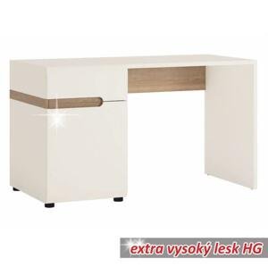 PC stůl, bílá extra vysoký lesk HG / dub sonoma tmavý truflový, LYNATET TYP 80 0000151328 Tempo Kondela