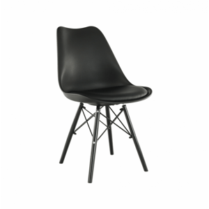 Jídelní židle KEMAL NEW ekokůže / plast / dřevo Černá,Jídelní židle KEMAL NEW ekokůže / plast / dřevo Černá