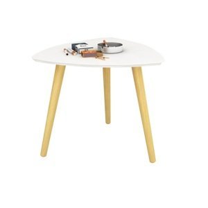 Příruční stolek, bílá/přírodní dřevo, TAVAS 0000191787 Tempo Kondela