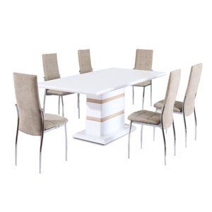 Jídelní stůl, bílá HG, MADOS 0000206055 Tempo Kondela