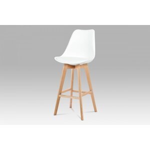 Barová židle CTB-801 plast / ekokůže / buk Bílá,Barová židle CTB-801 plast / ekokůže / buk Bílá