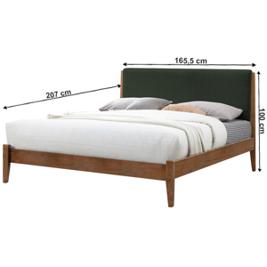 Manželská postel NOLAS ořech / tmavě zelená Tempo Kondela 160x200 cm