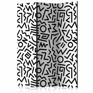 Paraván Black and White Maze Dekorhome 135x172 cm (3-dílný),Paraván Black and White Maze Dekorhome 135x172 cm (3-dílný)