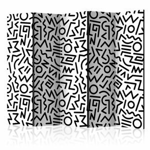 Paraván Black and White Maze Dekorhome 225x172 cm (5-dílný),Paraván Black and White Maze Dekorhome 225x172 cm (5-dílný)
