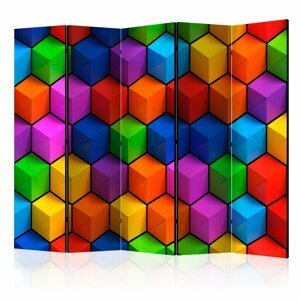 Paraván Colorful Geometric Boxes Dekorhome 225x172 cm (5-dílný),Paraván Colorful Geometric Boxes Dekorhome 225x172 cm (5-dílný)