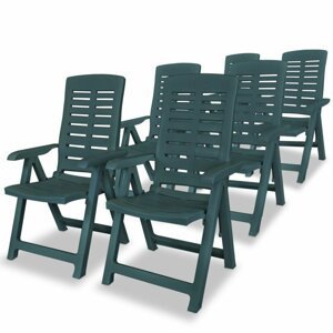 Polohovatelné zahradní židle 6 ks plast Zelená,Polohovatelné zahradní židle 6 ks plast Zelená