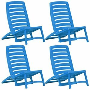 Skládací plážové židle 4 ks plast Dekorhome Modrá,Skládací plážové židle 4 ks plast Dekorhome Modrá