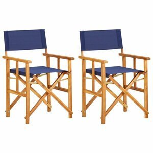 Režisérské židle 2 ks akáciové dřevo Dekorhome Modrá,Režisérské židle 2 ks akáciové dřevo Dekorhome Modrá