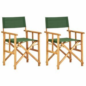 Režisérské židle 2 ks akáciové dřevo Dekorhome Zelená,Režisérské židle 2 ks akáciové dřevo Dekorhome Zelená