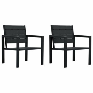 Zahradní židle 2 ks HDPE Dekorhome Černá,Zahradní židle 2 ks HDPE Dekorhome Černá
