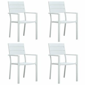 Zahradní židle 4 ks HDPE dřevěný vzhled Dekorhome Bílá,Zahradní židle 4 ks HDPE dřevěný vzhled Dekorhome Bílá