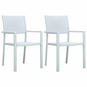 Zahradní židle 2 ks plast / ocel Dekorhome Bílá,Zahradní židle 2 ks plast / ocel Dekorhome Bílá