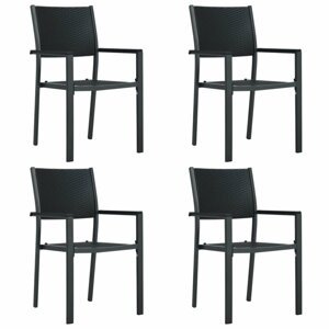 Zahradní židle 4 ks plast / ocel Dekorhome Černá,Zahradní židle 4 ks plast / ocel Dekorhome Černá