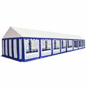 Zahradní altán PVC 6 x 16 m Dekorhome Bílá / modrá,Zahradní altán PVC 6 x 16 m Dekorhome Bílá / modrá