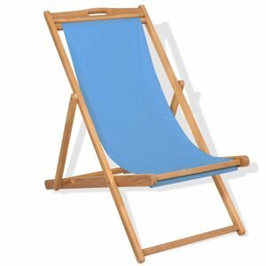 Kempingová židle teakové dřevo Dekorhome Modrá,Kempingová židle teakové dřevo Dekorhome Modrá