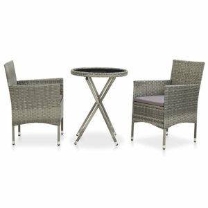 Zahradní bistro set 3 ks polyratan Dekorhome Hnědá / šedá