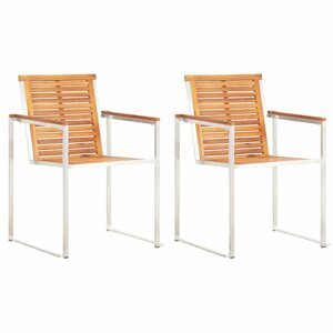 Zahradní židle 2 ks akáciové dřevo / nerezová ocel Dekorhome