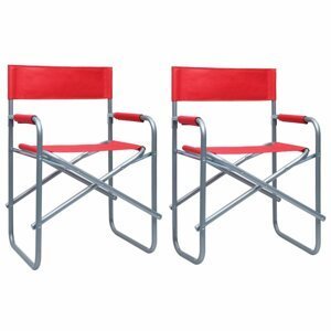 Režisérské židle 2 ks ocel Dekorhome Červená,Režisérské židle 2 ks ocel Dekorhome Červená