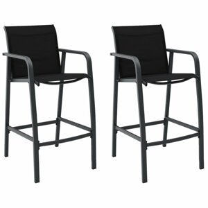 Zahradní barové židle 2 ks textilen Dekorhome Černá,Zahradní barové židle 2 ks textilen Dekorhome Černá