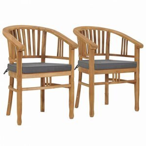 Zahradní židle s poduškami 2 ks  teakové dřevo Dekorhome Šedá,Zahradní židle s poduškami 2 ks  teakové dřevo Dekorhome Šedá