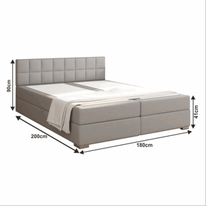 Boxspringová postel FERATA KOMFORT světle šedá 180 x 200 cm,Boxspringová postel FERATA KOMFORT světle šedá 180 x 200 cm