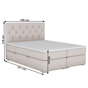 Boxspringová postel ESHLY béžová 180 x 200 cm,Boxspringová postel ESHLY béžová 180 x 200 cm