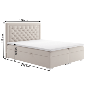 Boxspringová postel DORMAN krémová 160 x 200 cm,Boxspringová postel DORMAN krémová 160 x 200 cm