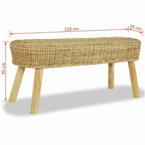 Lavice přírodní ratan / teak Dekorhome 110 cm,Lavice přírodní ratan / teak Dekorhome 110 cm