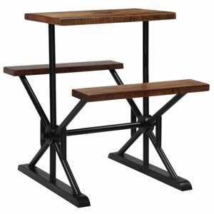 Barový stůl s lavicemi černá / hnědá Dekorhome 80 cm,Barový stůl s lavicemi černá / hnědá Dekorhome 80 cm