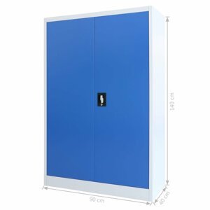 Kancelářská skříň šedá / modrá Dekorhome 90x40x140cm,Kancelářská skříň šedá / modrá Dekorhome 90x40x140cm