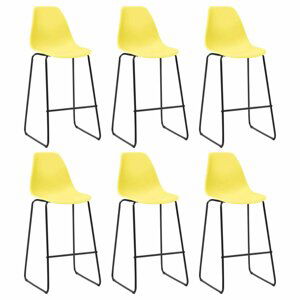 Barové židle 6ks plast / kov Dekorhome Žlutá,Barové židle 6ks plast / kov Dekorhome Žlutá