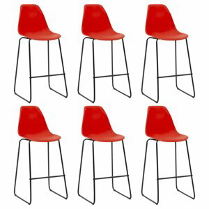 Barové židle 6ks plast / kov Dekorhome Červená,Barové židle 6ks plast / kov Dekorhome Červená