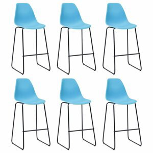Barové židle 6ks plast / kov Dekorhome Modrá,Barové židle 6ks plast / kov Dekorhome Modrá