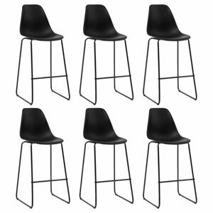 Barové židle 6ks plast / kov Dekorhome Černá,Barové židle 6ks plast / kov Dekorhome Černá