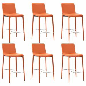 Barové židle 6ks umělá kůže / kov Dekorhome Oranžová,Barové židle 6ks umělá kůže / kov Dekorhome Oranžová