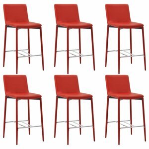 Barové židle 6ks umělá kůže / kov Dekorhome Červená,Barové židle 6ks umělá kůže / kov Dekorhome Červená