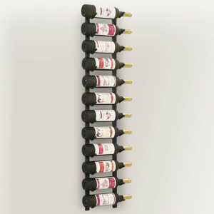 Nástěnný stojan na víno na 12 lahví černá Dekorhome