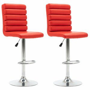 Barové židle 2 ks umělá kůže / chrom Dekorhome Červená,Barové židle 2 ks umělá kůže / chrom Dekorhome Červená