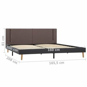 Postel s LED taupe / tmavě šedá látka Dekorhome 160 x 200 cm,Postel s LED taupe / tmavě šedá látka Dekorhome 160 x 200 cm