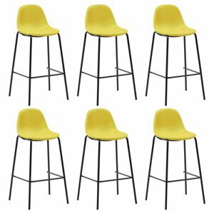 Barové židle 6ks textil / kov Dekorhome Žlutá,Barové židle 6ks textil / kov Dekorhome Žlutá