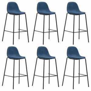 Barové židle 6ks textil / kov Dekorhome Modrá,Barové židle 6ks textil / kov Dekorhome Modrá