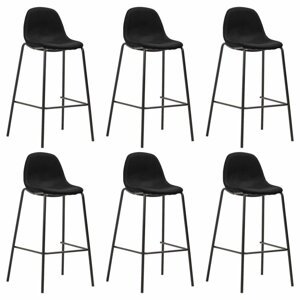 Barové židle 6ks textil / kov Dekorhome Černá,Barové židle 6ks textil / kov Dekorhome Černá