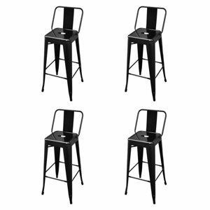 Barové židle 4ks ocel Dekorhome Černá,Barové židle 4ks ocel Dekorhome Černá