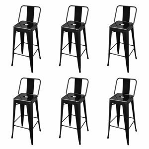 Barová židle 6ks ocel Dekorhome Černá,Barová židle 6ks ocel Dekorhome Černá