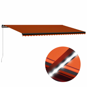 Ručně zatahovací markýza s LED světlem 600x300 cm Dekorhome Oranžová