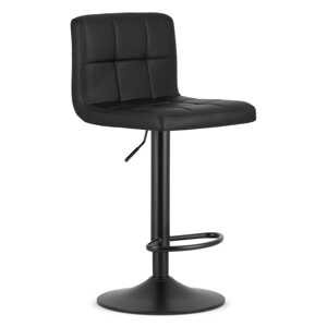 Černá barová židle PROT z eko kůže s černou nohou