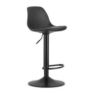 Černá barová židle HOGA z eko kůže s černou nohou
