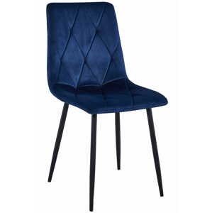 Modrá sametová jídelní židle LIBRA