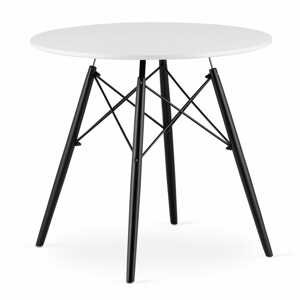 Bílý jídelní stůl s černými nohami OSLO 80x80