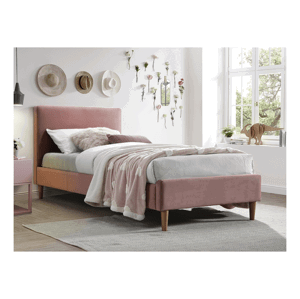 Růžová jednolůžková postel ACOMA VELVET 90 x 200 cm